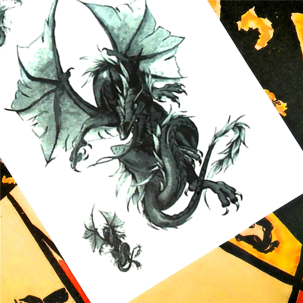 SHNAPIGN Гигантский черный дракон временная татуировка боди арт флэш наклейки 17*10 см