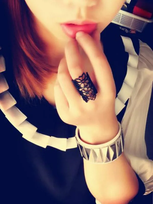 Fashion Punk Women Men Hollow Cutout Lace Flower Ring For Jewelry Open Finger Knuckles Accessories | Украшения и аксессуары