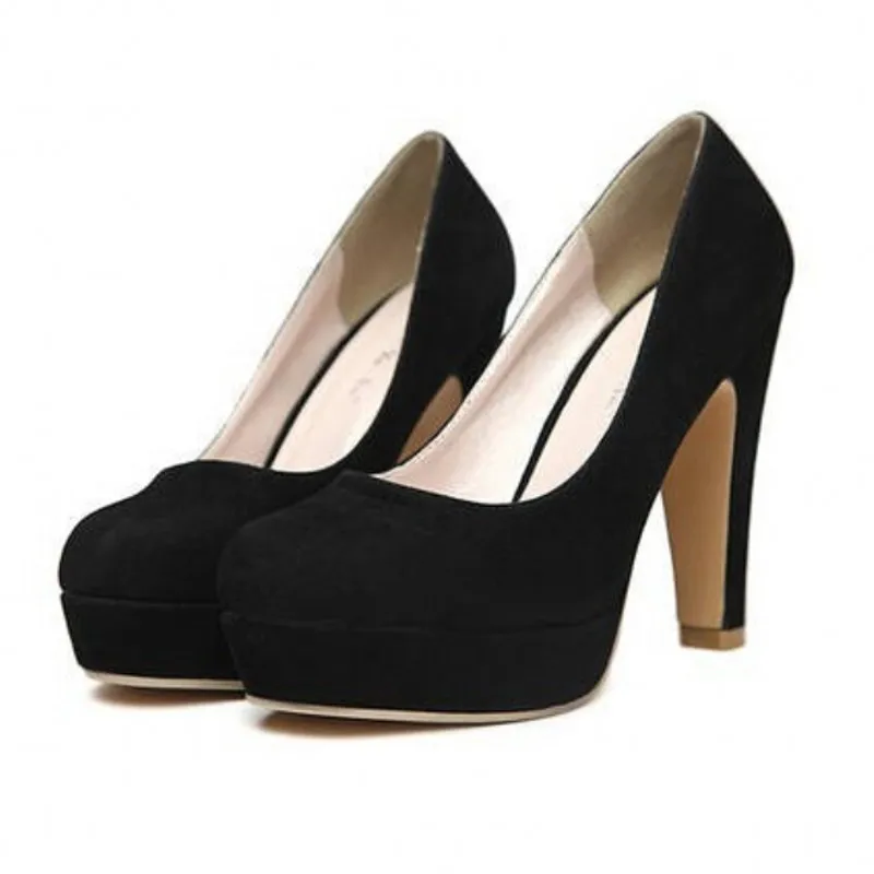 Black thick high heel shoes Clearance