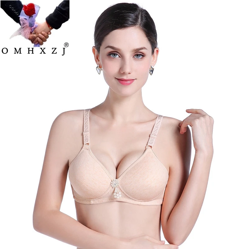 OMHXZJ Wholesale Fashion Middle Age Women Grandmother Gift Wireless Plus Size BCD Adjustable Cotton Thin Comfortable Bra NY04 | Женская