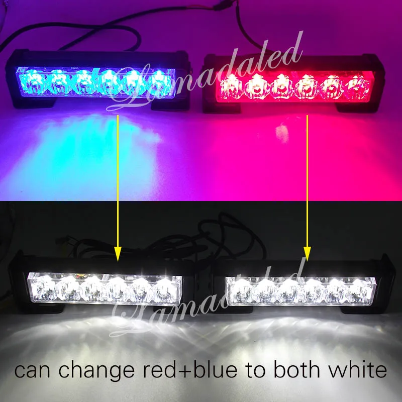 red blue to white 2 шт., 16 см, светодиодная Автомобильная решетка, стробоскопический светильник, s бар, автомобильная вспышка, стробоскоп, полицейский светодиодный предупреждающий светильник, маяк, красный, синий - Цвет: red blue to white