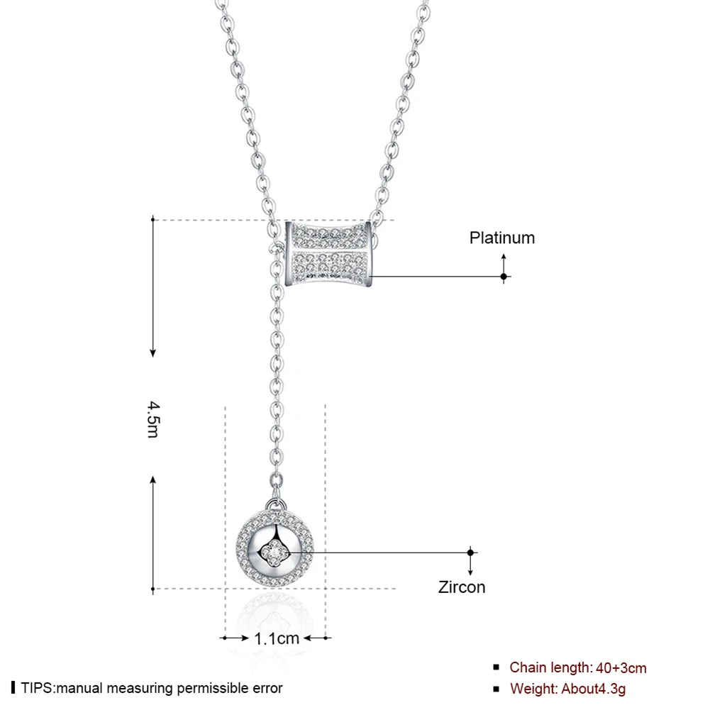 Муто 925 Кнопка серебра Форма ожерелья и кулоны Для женщин Мода Fine Jewelry CZ цепи SVXL7004 |