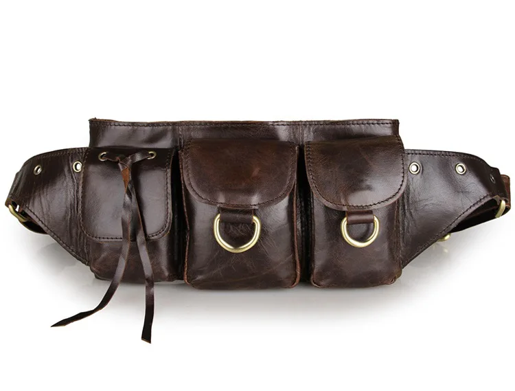 Men Waist Bag Cow Leather Pack Purse Belt Hip Bags 2018 Man Casual Travel Vintage Luxury Brand Brown Phone Designer | Багаж и сумки