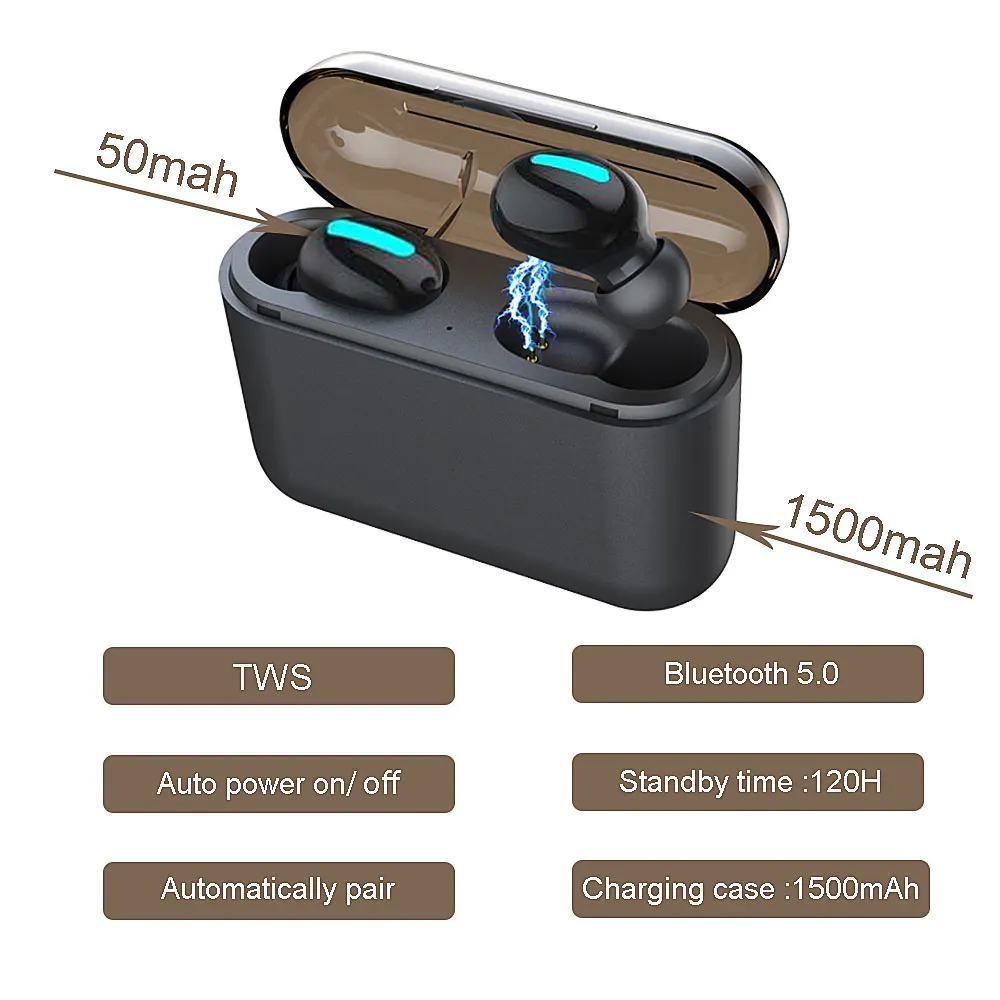 Наушники вкладыши TWS Bluetooth 5 0 наушники Беспроводной гарнитура Музыка спортивные с
