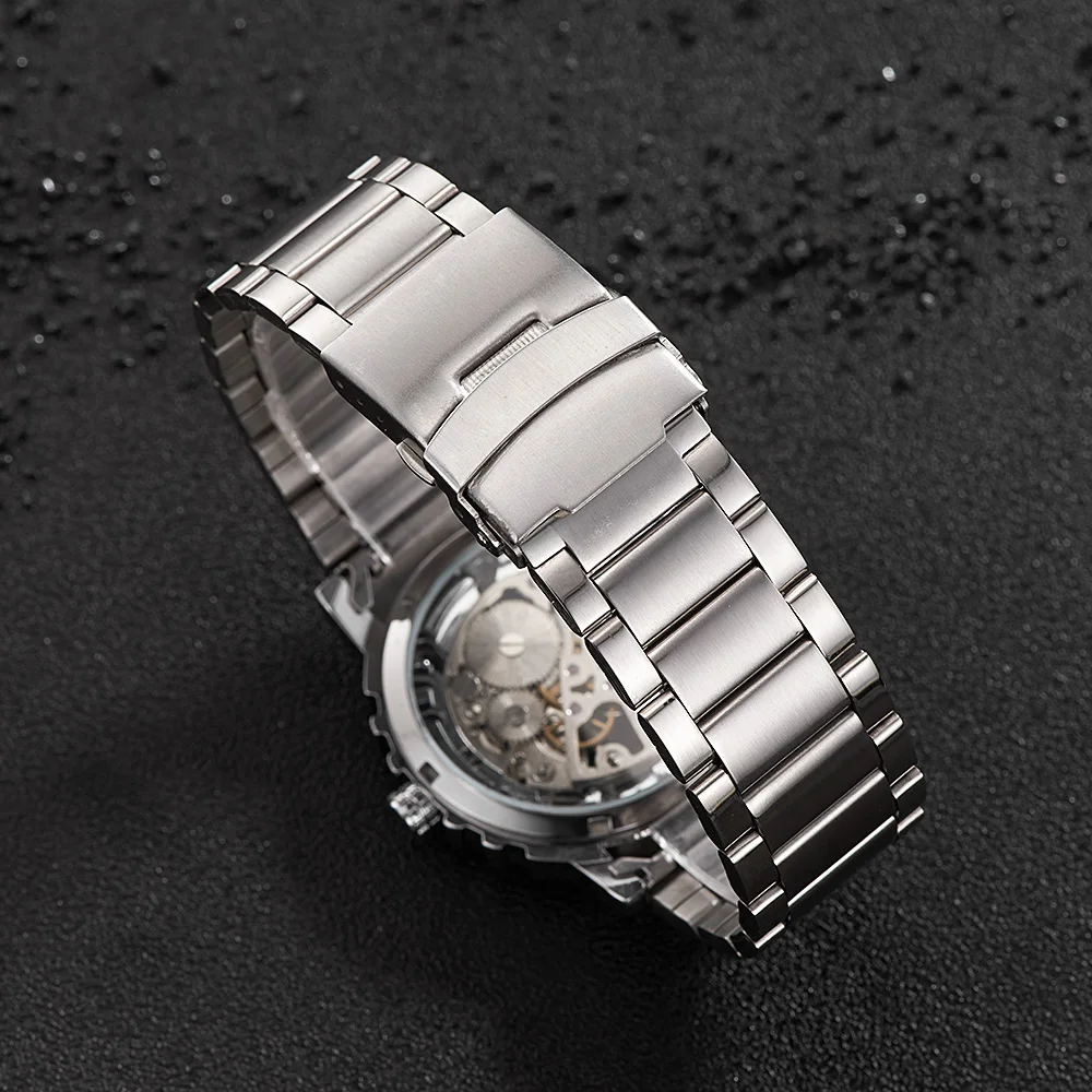 Лучший бренд OYW серебристый чехол мужские механические наручные часы Модные со