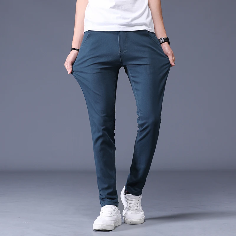 Весенние Хлопковые Штаны на каждый день для мужчин прямые Slim Fit Брюки уличной