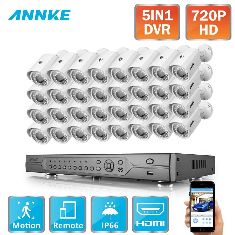 ANNKE 32CH HD 720 P видео 5in1 1080N HDMI видеорегистратор 32 шт. AHD Смарт ИК Открытый защищенная
