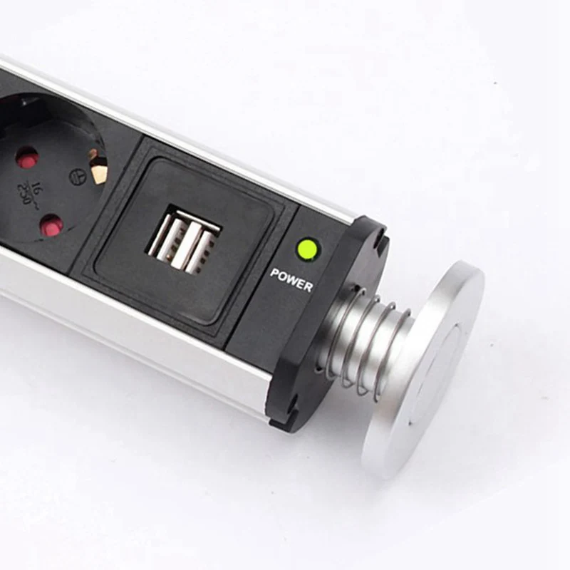 Кухонные Настольные электрические розетки LEORY с европейской вилкой алюминиевая