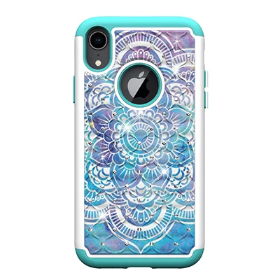 Роскошные Чехлы для iPhone X 6 7 8 Plus 6splus XS XR Max с принтом в виде сверкающих бабочек единорога цветов 2 в 1 шт+ силиконовый чехол - Цвет: 12