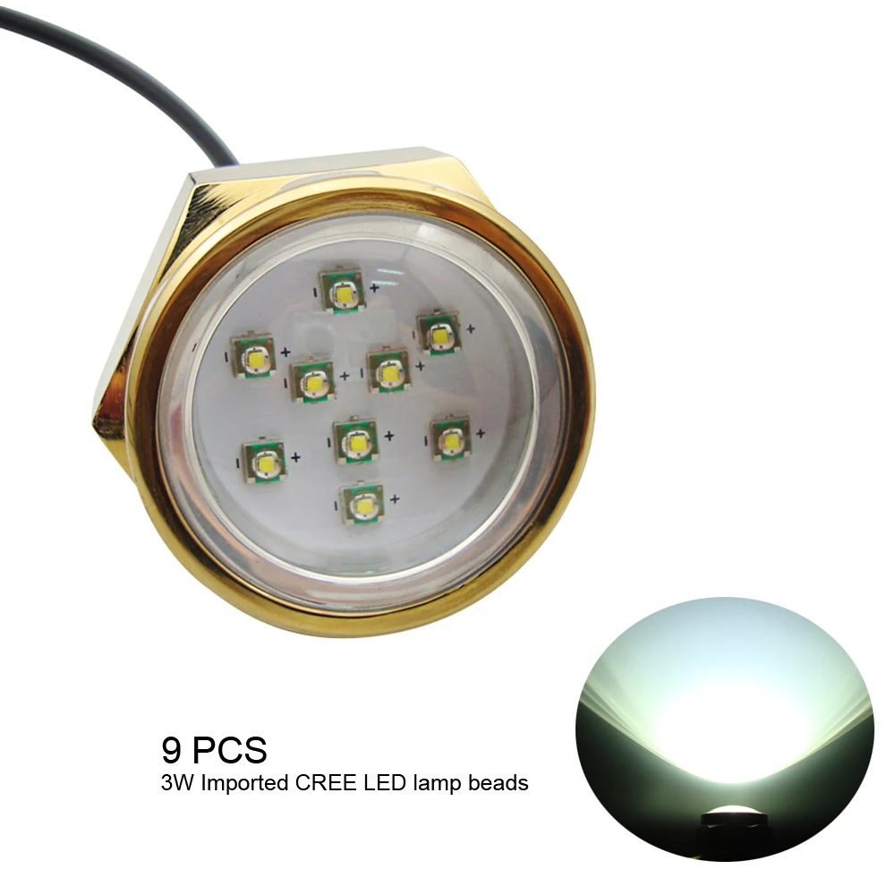IP68 Водонепроницаемый 12V-24V 27W 9LED морской катер сливной светильник Титан сплав