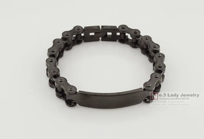 

GOKADIMA wholesale fashion biker chain black id bangle bracelet cool rock 2015 man jewelry 23cm 13mm,WB230