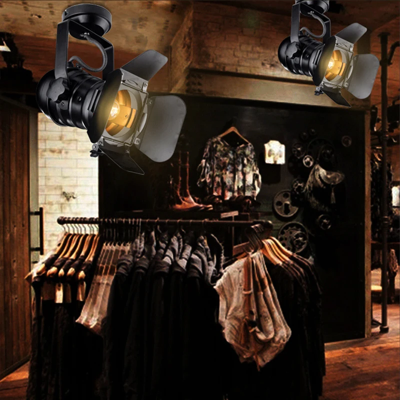 $12.74 E27 Vintage celling iron lamp Industrial Light Retro Lamp Adjustable 4 Leaf for Clothes store Coffee Bar Loft style Fixture DA