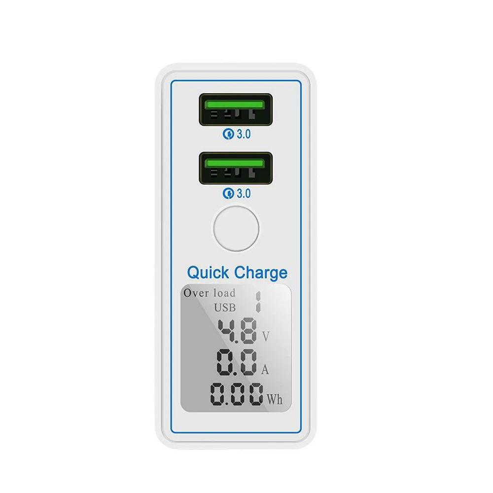QC3.0 двойной быстрой зарядки USB 7.2A смарт-дисплей экран US Plug зарядное устройство
