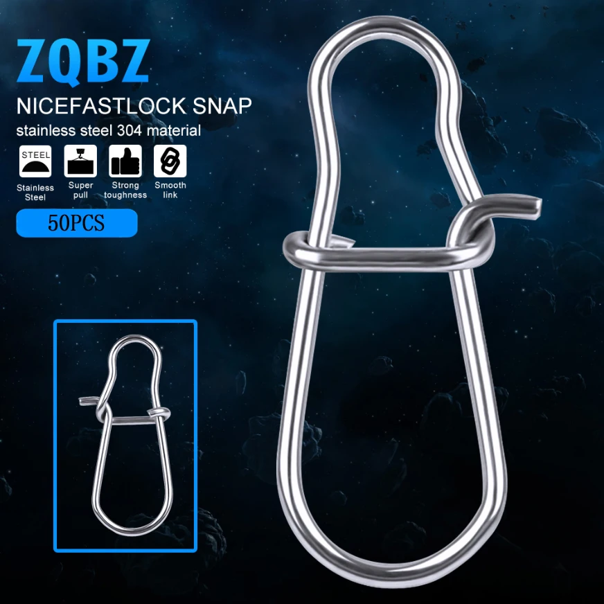 50 шт./лот NiceFastlock защелка 0 # 8 рыболовный Вертлюг безопасный защелкивающийся