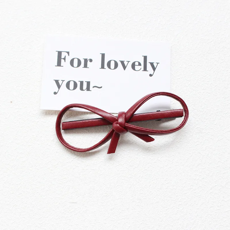 Новинка симпатичная женская заколка пряжка с бантом кожаная шпилька для волос