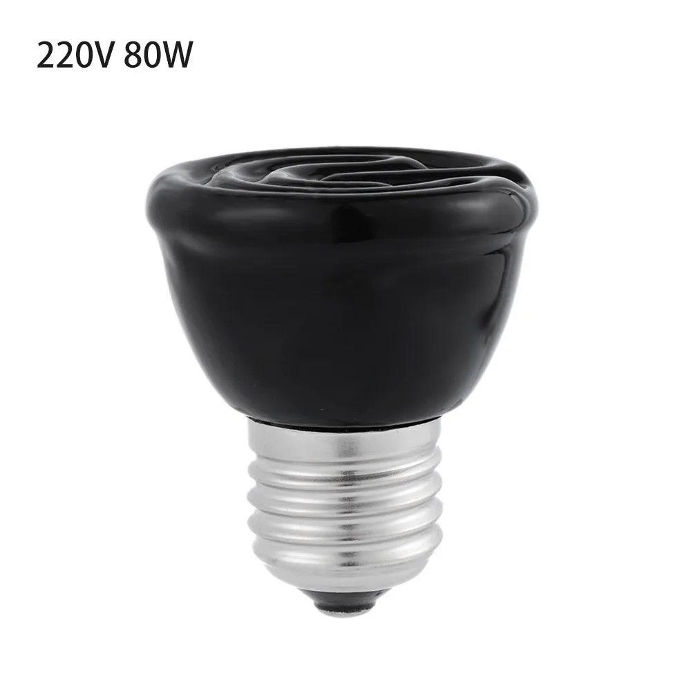 220V 80W 1 шт. 110 В 220VPet нагревательный светильник E27 25 Вт 50 Вт 75 Вт 100 Вт Мини Инфракрасный Керамический Излучатель тепловая лампа черный для рептилий питомник лампа - Цвет: 220V 80W