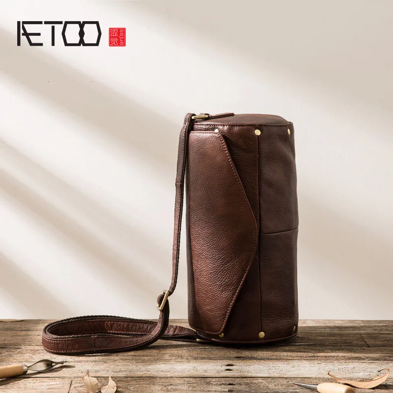 AETOO,,, Ретро стиль, первый слой, Воловья кожа, сумка на плечо, сумка-мешок, ручная работа, кожа, мужская сумка, сумка-мессенджер
