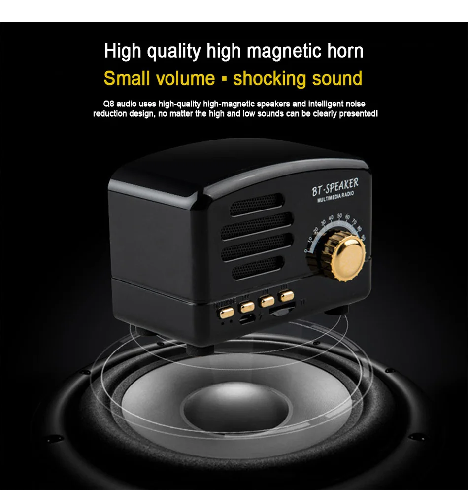 Ретро беспроводной Bluetooth динамик мини портативные колонки регулируемые тяжелые