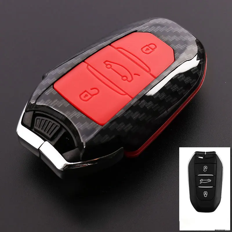 Углеродное волокно ключа автомобиля чехол 3 кнопки для peugeot 3008/508/2008 Citroen C4l/ds6/c6/ds5