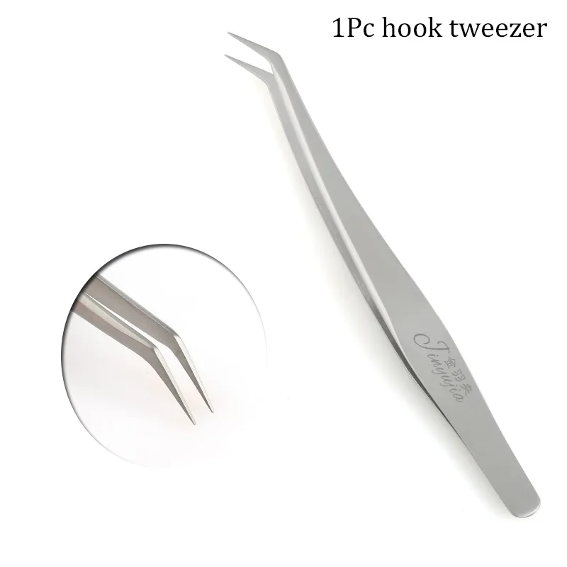 1Pc hook tweezer Ультра точный Пинцет для ресниц из нержавеющей стали для наращивания ресниц, антикислотные Антистатические инструменты для наращивания ресниц - Цвет: 1Pc hook tweezer