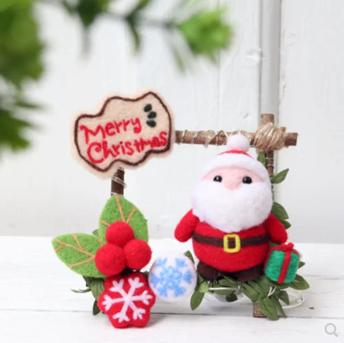 B Around 10cm Christmas creative ring wool needlepoint kit wool felt needle felting decoration craft needlecraft DIY handmade - Цвет: B