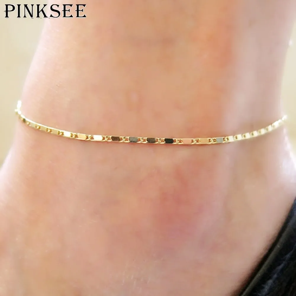 PINKSEE Trendy Clear Crystal Alloy Silver Gold Anklet Foot Chain Bracelet Beach Party Jewelry for Women | Украшения и аксессуары