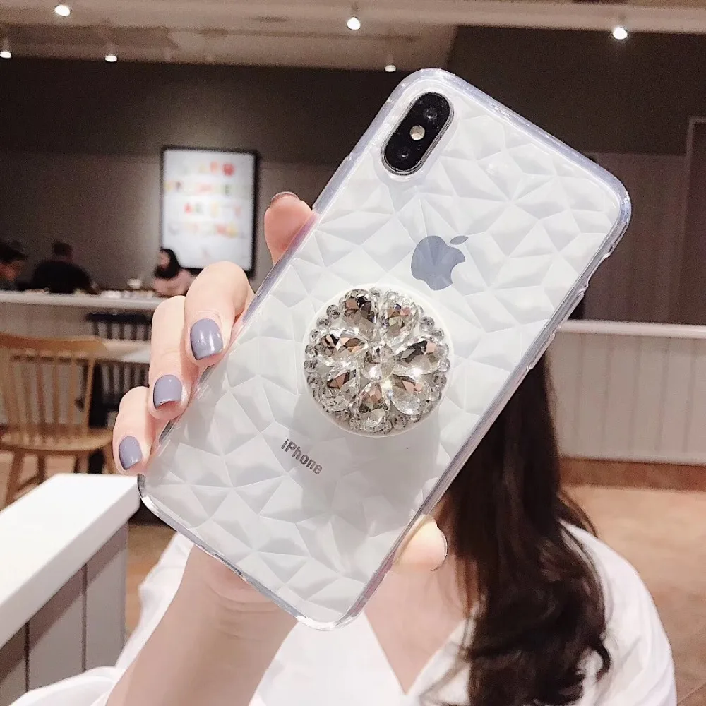 Чехол-подставка для мобильного телефона с бриллиантовым принтом CZ для iPhone11 Pro MAX 6 6S 7 7Plus 8 8Plus X XR XS Max, мягкий чехол из ТПУ с кронштейном, чехол s Coque