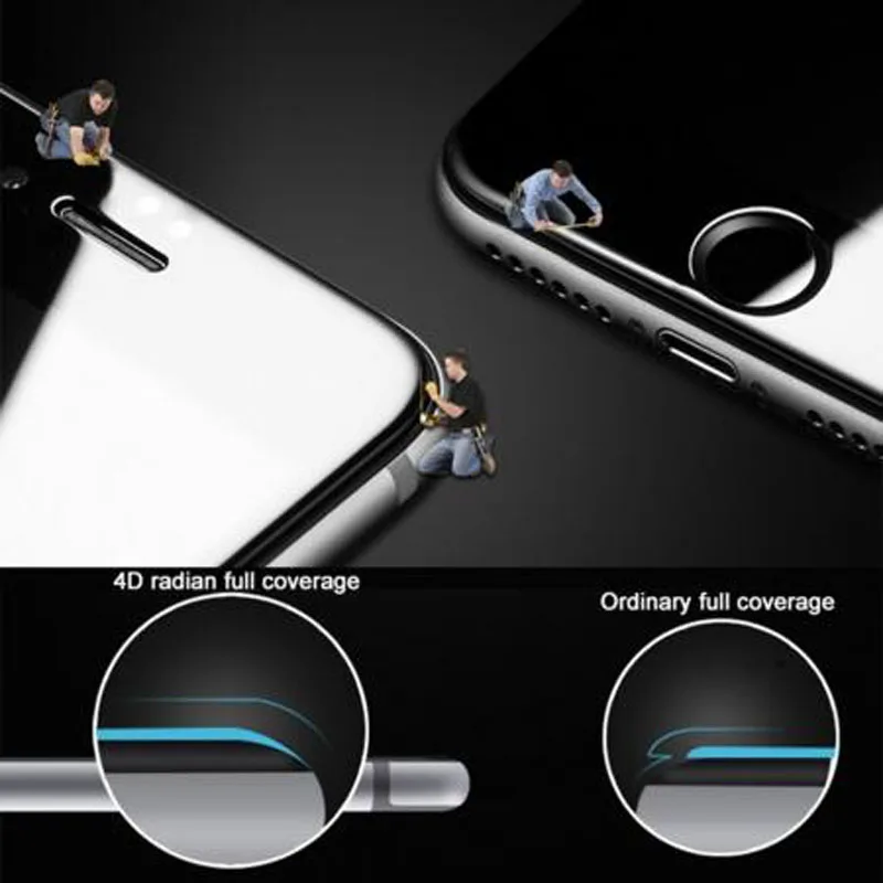 4D Curved Screen Protector For iphone 7 plus Protective glass full-screen cover 5D Edge for 6 6s tempered | Мобильные телефоны и