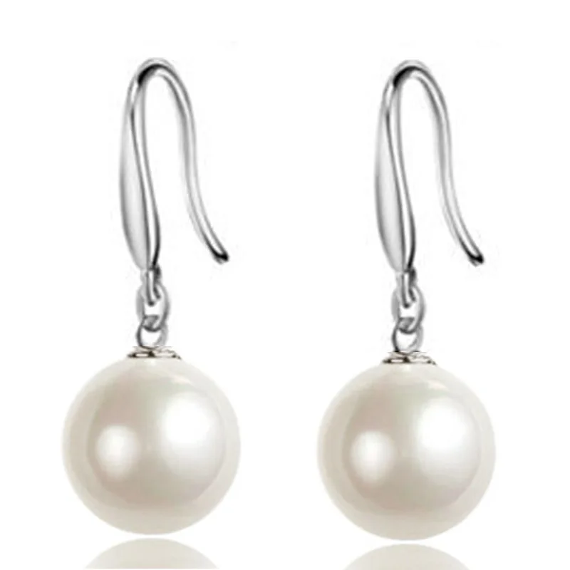 

Wholesale 925 sterling silver fashion pearl ladies drop earrings jewelry women birthday gift anti allergy cheap