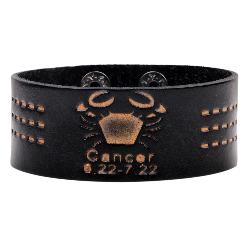 Двенадцать созвездий рельефный простой кожаный браслет Ретро стиль