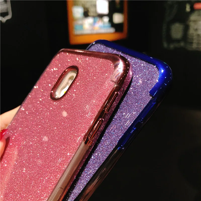 Блестящий чехол для телефона samsung J3 Pro A5 A6 A7 A8 2018 J2 J5 J7 Prime 2 в 1 iphone 7 6 6s 8plus X