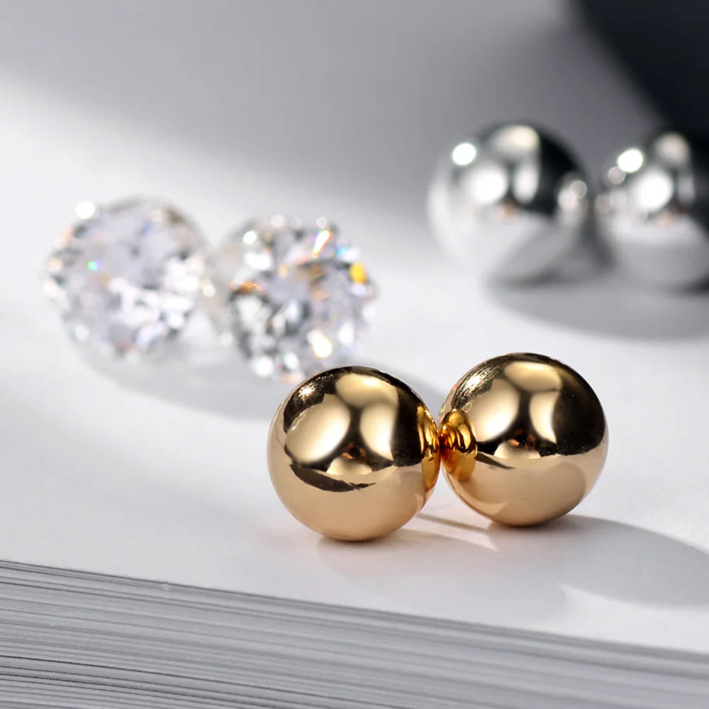 Серьги гвоздики Neoglory Стразы с маленькими шариками три пары набор для женщин