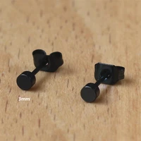 316 l stainless steel 3mm stud earrings black vacuum plating no easy fade allergy free