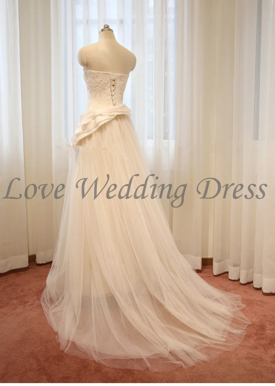 Свадебное Платье без бретелек Атласная Тюль Appliques Свадебные Платья Ruched Sash Суд