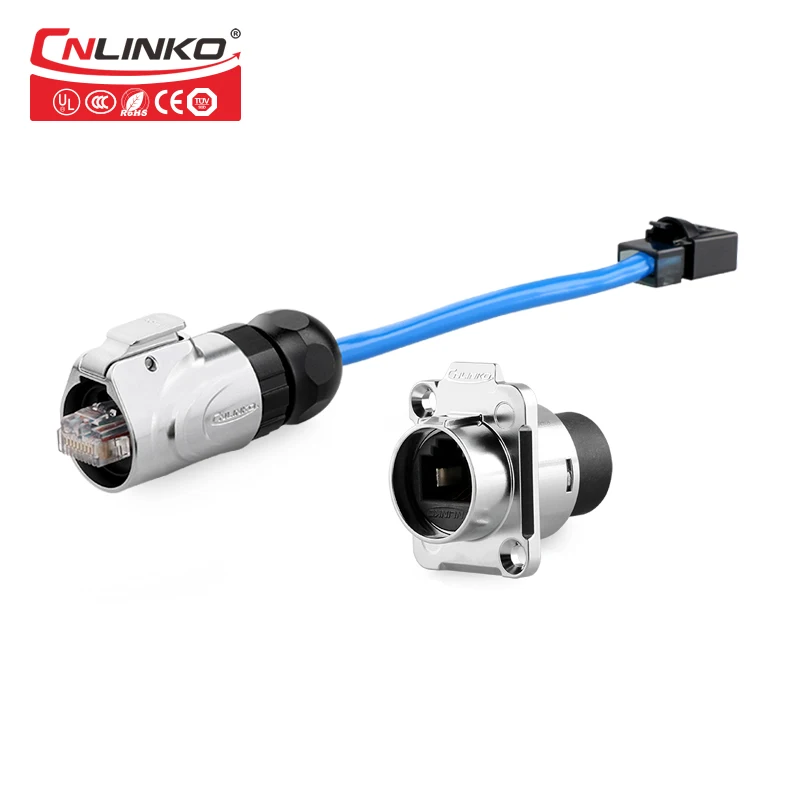CNLINKO новый стиль M16 металлический корпус RJ45 панельный штекер и розетка