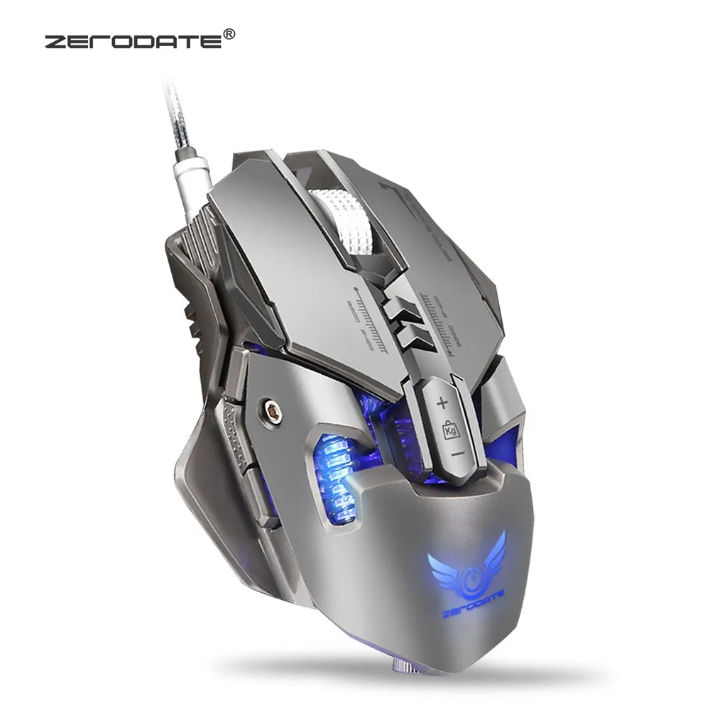 ZERODATE X300GY USB Проводная 4000 точек/дюйм 7 кнопок оптическая игровая мышь светодиодный