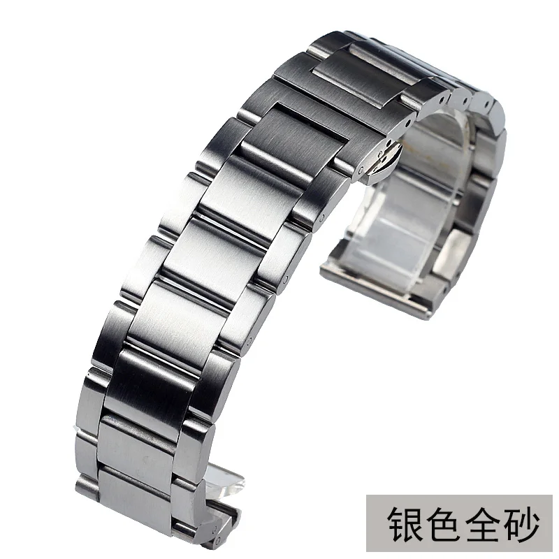 silvery Matte 18 мм 20 21 22 23 24 серебристый, черный Высокое качество нержавеющая сталь часы ремешок для мужчин's металлические часы с браслетом - Цвет ремешка: silvery Matte