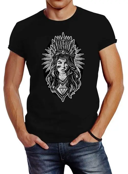 Ausgefallenes Herren футболка Индианы девушка Slim Fit Neverless|Мужские футболки| |