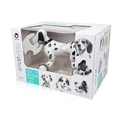 black with box HappyCow, прекрасный робот на радиоуправлении 777-338, умная собака, 2,4G RC, интеллектуальное моделирование, мини Doggi, белый, розовый, для детей, игрушки для домашних животных, рождественский подарок - Цвет: black with box