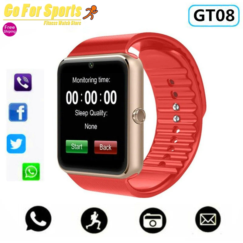 GT08 умные часы для Apple Watch мужские и женские наручные на Android электронные с камерой