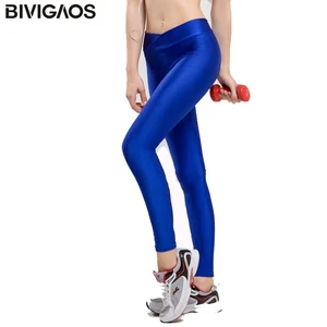 BIVIGAOS женские Сексуально обтягивающие леггинсы для тренировок брюки с v-образным вырезом и высокой талией Разноцветные Женские однотонные тонкие женские леггинсы тренировка Спортивные леггинсы