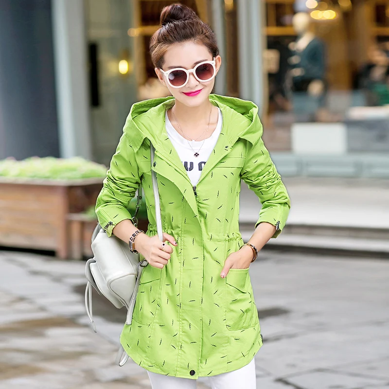 Новинка 2017 модный Женский Тренч с принтом средней длины элегантная верхняя