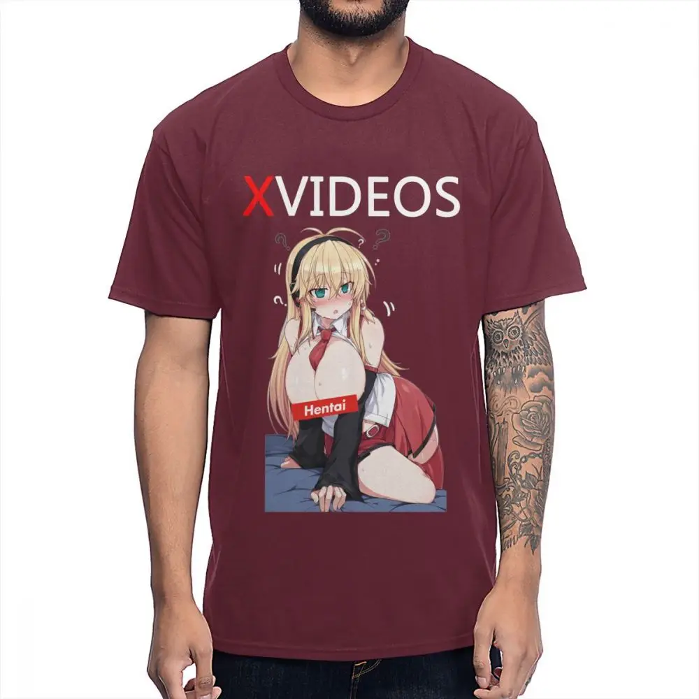 Xvideo Hentai Ahegao сексуальная девушка футболка для мужчин Новое поступление Camiseta хлопок S-6XL футболка - Цвет: Коричневый