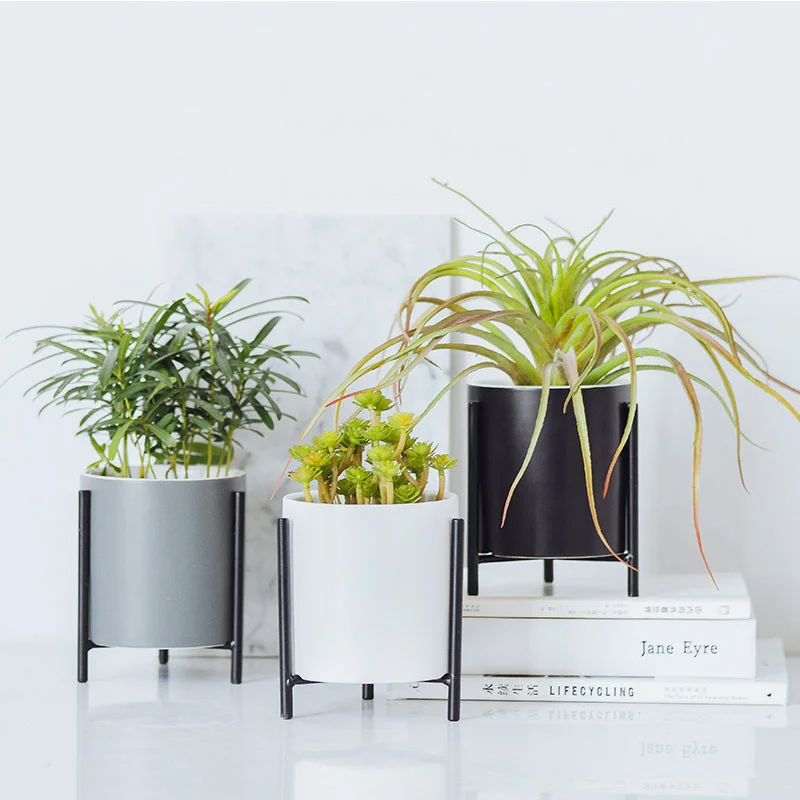 Baffect скандинавский Настольный керамический цветочный горшок с деревянным