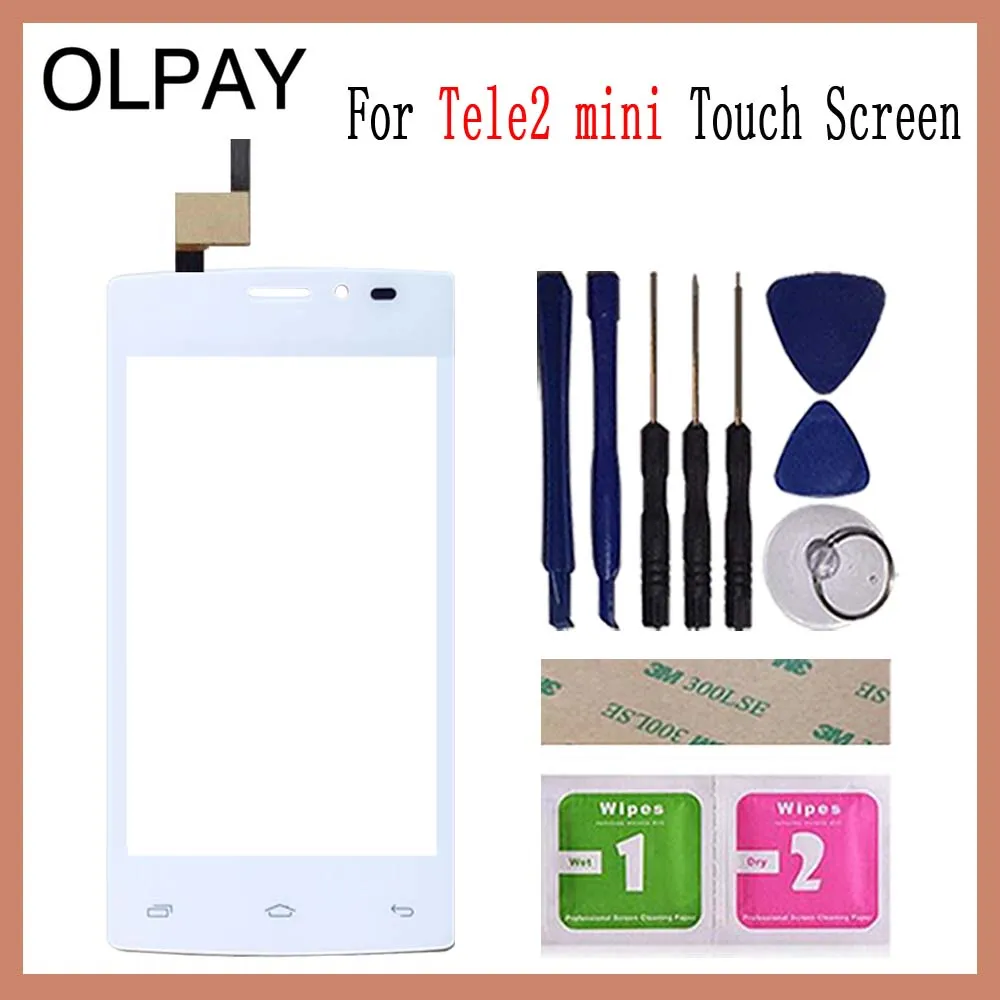 White With Tools OLPAY 4,0 дюймов сенсорный экран ЖК-дисплей Панель сенсор для Tele2 мини сенсорный дигитайзер телефон передняя стеклянная линза Бесплатные инструменты - Цвет: White With Tools