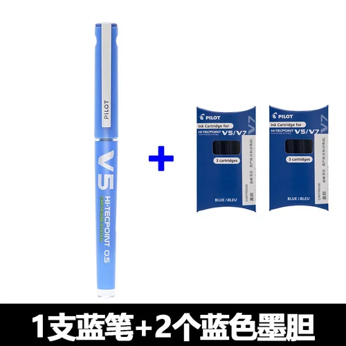 1 Blue Pen 2 Refills Pilot BXC-V5 0,5 мм новая система картриджей многоразовая Ручка-роллер и набор картриджей красный/зеленый/черный/синий цвета - Цвет: 1 Blue Pen 2 Refills