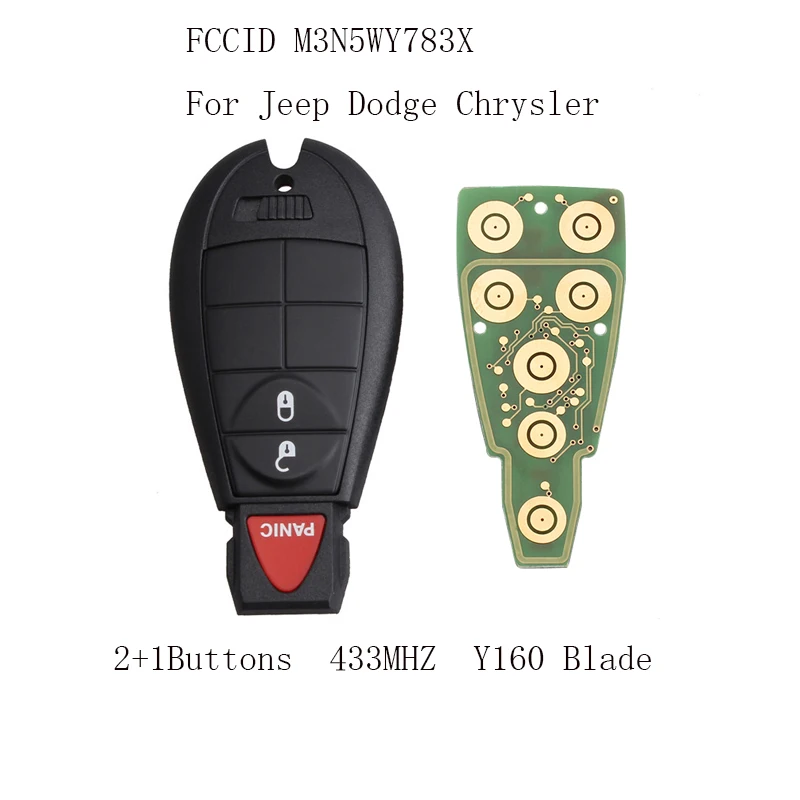 433 МГц PCF7941 чип Y160 лезвие Замена Брелок без ключа для Dodge 08-14 Grand Caravan 09-13 путешествие для Dodge M3N5WY783X