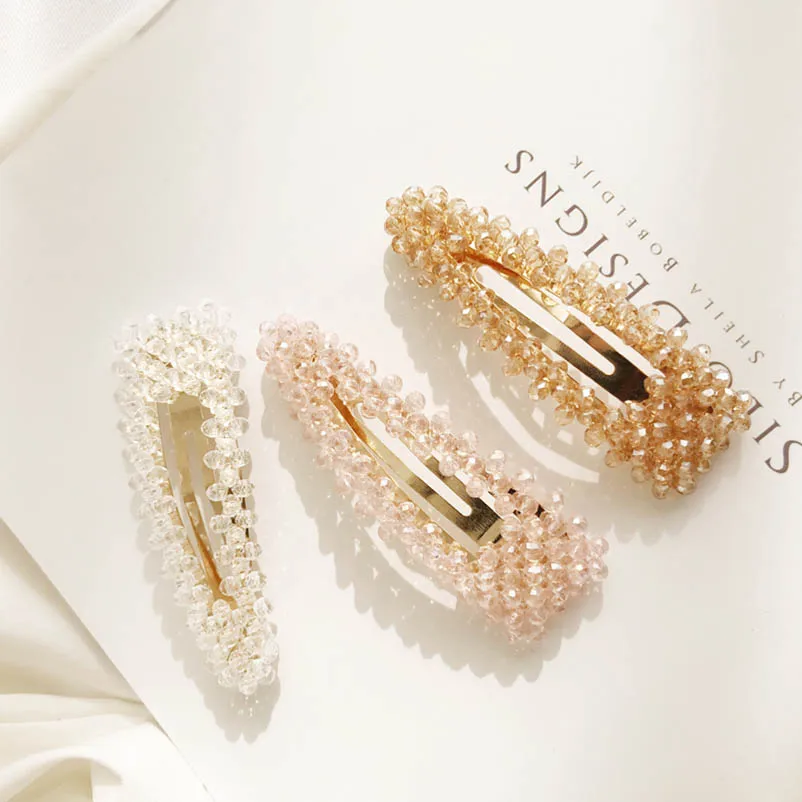 2019 Ins новый искусственный кристалл утка клипсы для волос прозрачный розовый