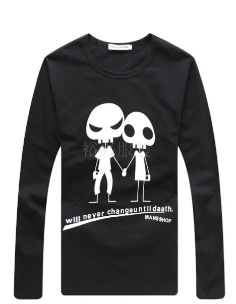 Мужчины в полный рукав рубашка корейский выращивания футболки 100% хлопок под |