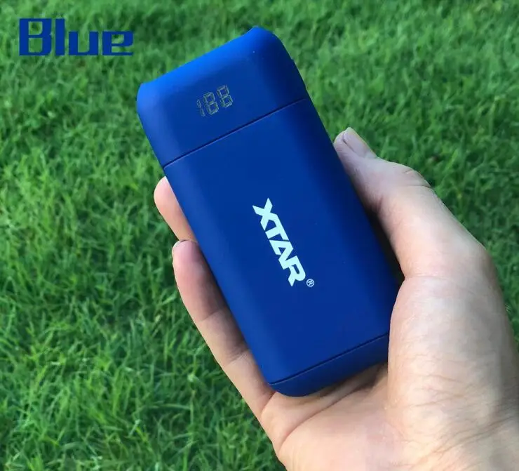 Blue XTAR PB2 электронная сигарета зарядное устройство используется 3,7 в незащищенные литий-ионные/IMR/INR/ICR 18650 батареи с функцией power Bank - Цвет: Blue